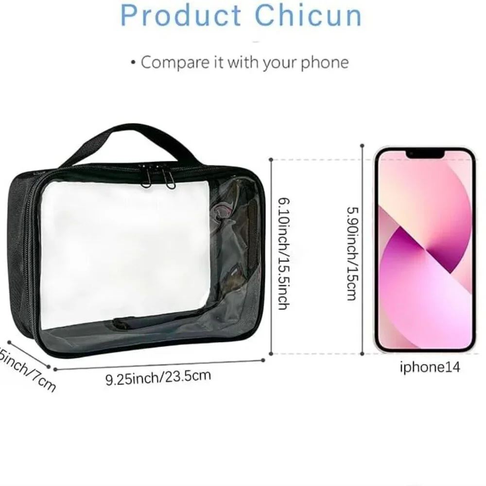 Clear Makeup Bags with Handle Transparent TSA Approved Toiletry Pouch Airport Ai - Picture 2 of 6